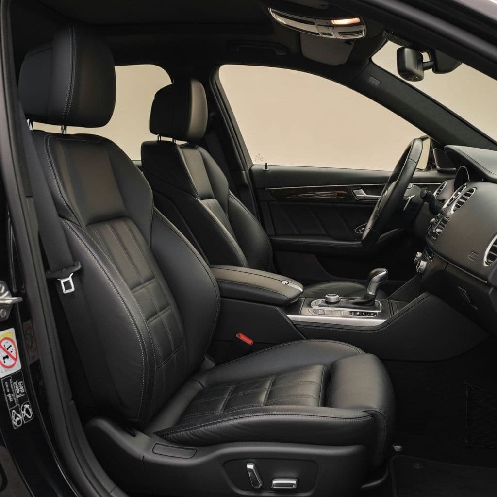 Pristine luxury car interior after professional detailing