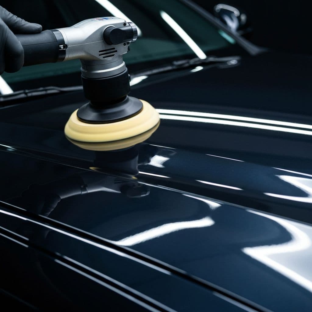 Paint correction being applied to create a mirror finish